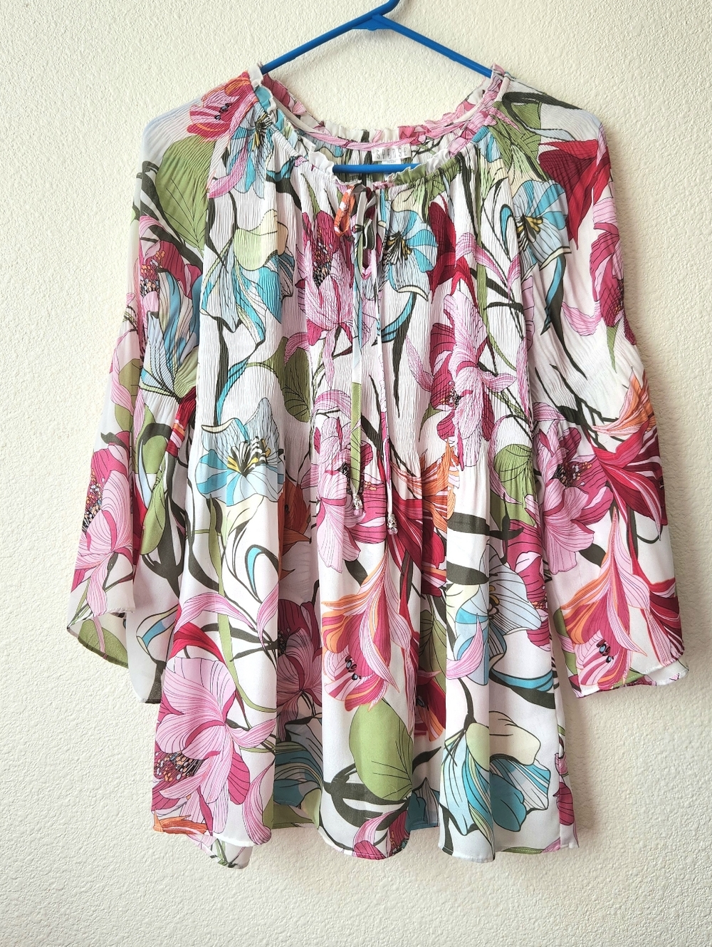 Spense Floral Peasant Blouse Size Medium Flared Sleeve